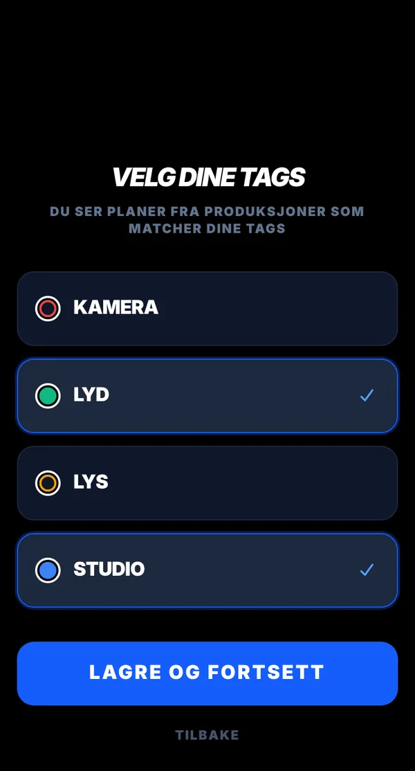 Velg dine tags