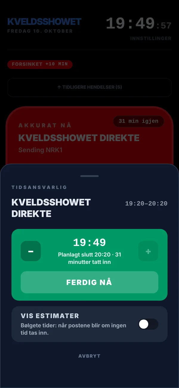 Panelet med Ferdig-knappen