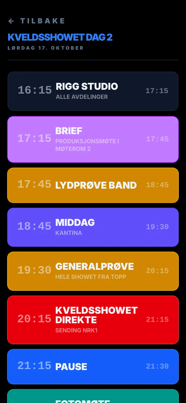 Planen for en kommende dag