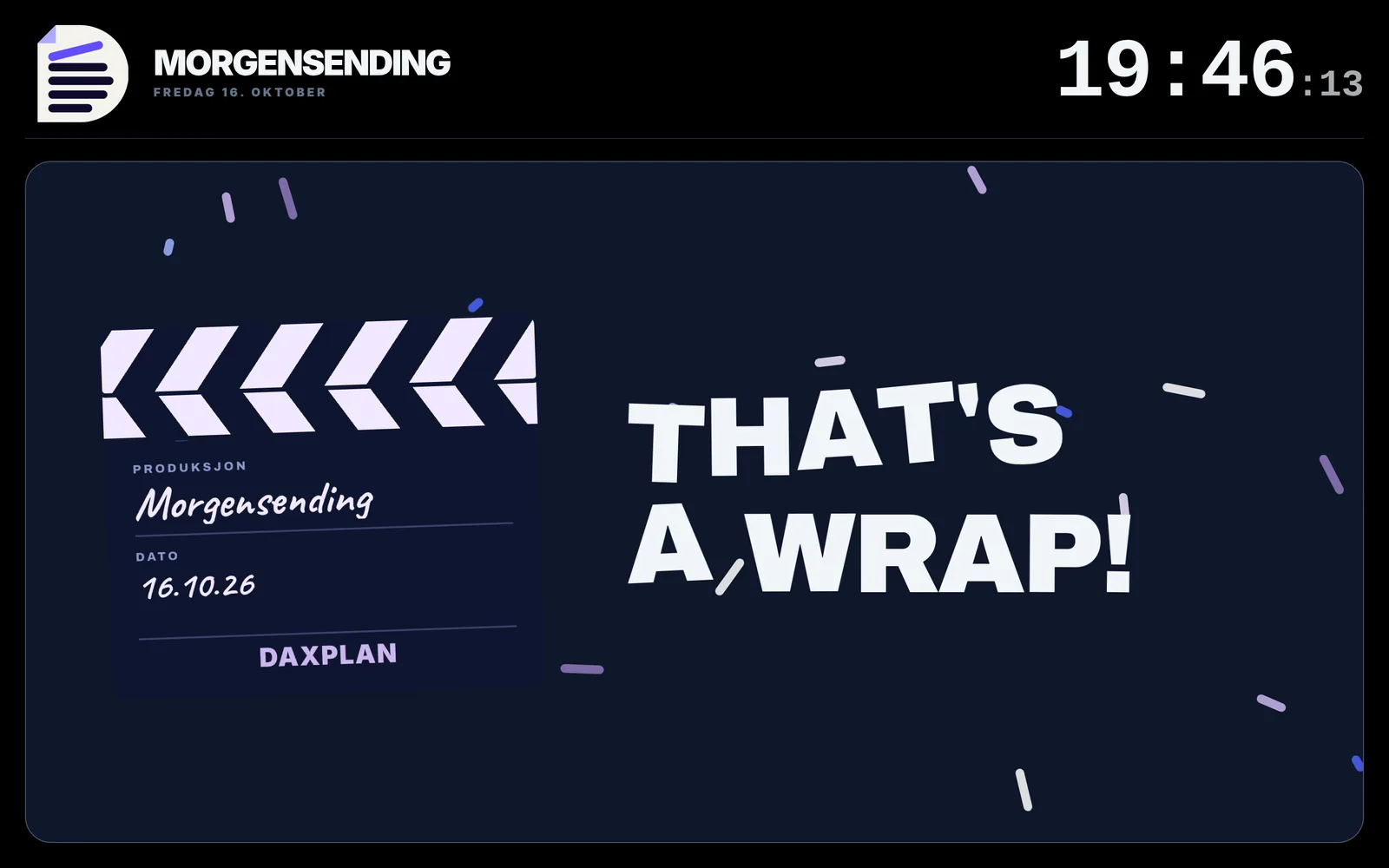 That's a wrap på storskjerm